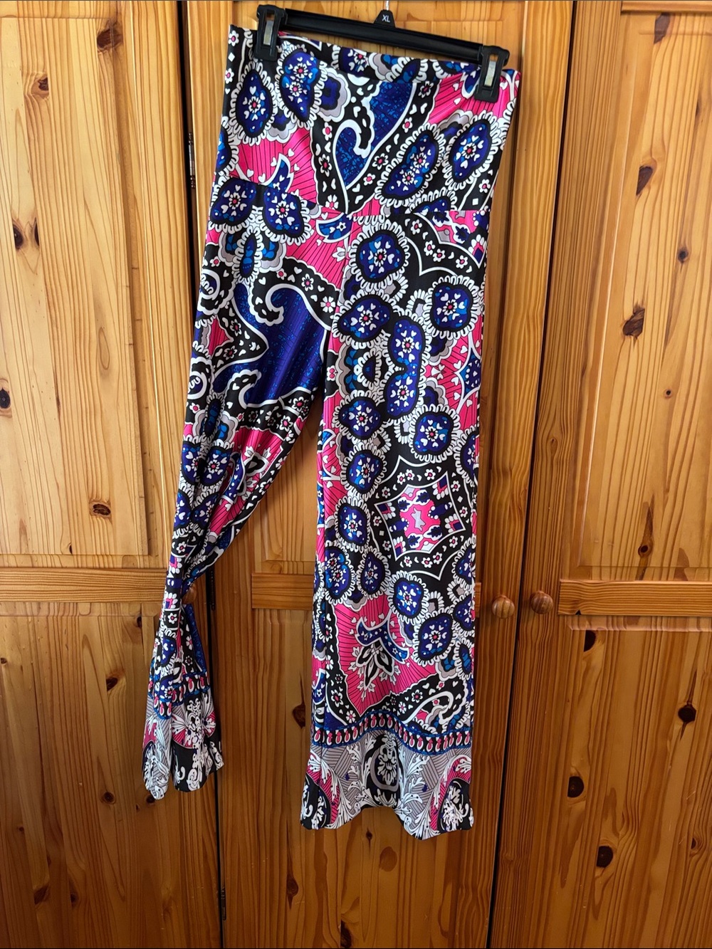 White Mark Pink, Blue & Black Wide Leg Pants FUN for 80’s theme party! - Picture 2 of 2